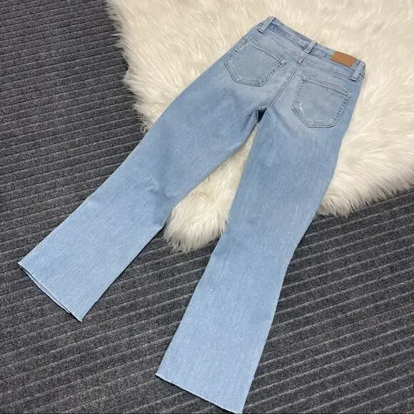 Paige Denim Atley Ankle Flare Jeans High Waist Floretta Destructed Size 24